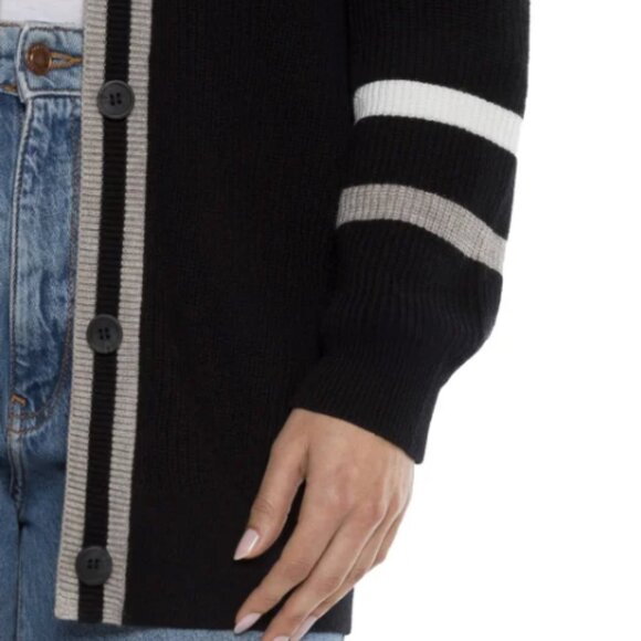 NWT Matty M Women's Varsity Long Sleeve Knit Cardigan Black Size XS $80 11HL290 - Picture 4 of 4